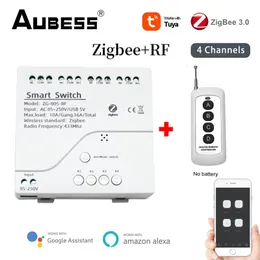 تبديل الملحقات Tuya Zigbee Smart Switch Module RF433 اللاسلكي التحكم 4 قناة ترحيل العمل المنزلي مع Life Alexa Google Assistant 231202