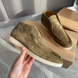 Nuova stagione Mocassini di marca Scarpe Ciondoli Impreziositi Mocassini in pelle scamosciata High Top Vera pelle da uomo Casual slip on flats per uomo Scarpe eleganti sportive 38-46