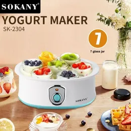 Yoghurt Makers Mini Automatic Yoghurt Machine Home DIY Yoghurt Tools Köksapparater Rostfritt stål Tank 220V med 7 Glass Cup Yogurt Maker 231202