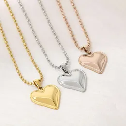 Minimalist Instagram New Fashion Love Contrast Heart Necklace Plated with True Gold Stainless Steel Jewelry for Women