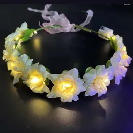 Party Decoration 1pcs LED Flower Crown Headband Light Up Fairy Headpiece For Women Girl Wedding Birthday Glow Christmas Navidad 2023