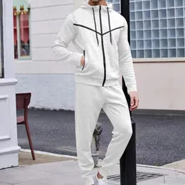 Men's Tracksuits 2023 Spring And Autumn Hooded Jacket Splice Set Casual Fashion Outdoor Sportswear Two Piece