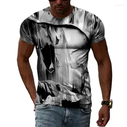 Men's T Shirts Hip Hop Graffiti Style T-shirt Trendy Street Personalized Oil Painting Printing Mens Clothing Summer Large Top