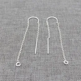 Stud Earrings 2prs Of 925 Sterling Silver U Earring Threaders W/ Ring Cable Chain Ear Threads