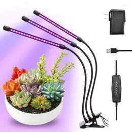 Grow Lights 3-HEAD Timing USB LED Plant Light Growing Adjustable Phyto Lamp Controller For Indooor Flower Room Green House