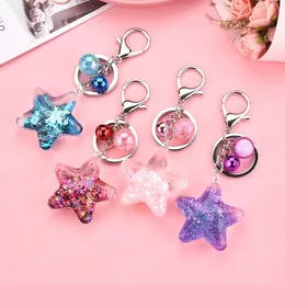 Star Powder Moving Liquid Key Ring Fantasy keychain Glitter Quicksand Star Keychain Car Key Pendant Creative Women Girls Gift