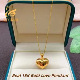 Anhänger Halsketten TIYINUO Echte AU750 Echt 18 Karat Gold Halskette Herz Liebe Geburtstagsgeschenk Mode Grundlegende Geschenk Für Frau Edlen Schmuck 231202