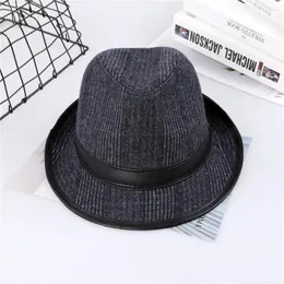 Berets Moda Trendy Mens Woolen Felt Bowler Chapéu Formal com Banda Roll Up Brim Chapéus Fedora