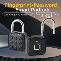 Door Locks Biometric Smart Fingerprint Cable Lock Waterproof Electronic Padlock Keyless For School Gym 231202
