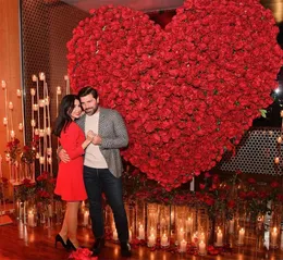 Luxury Love Heart 5D Red White Rose Cloth Floral Wall Wedding Stage Flower Stand Proposal Backdrop Arrangement Event Props 54