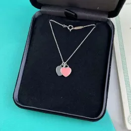 Heart Pendant necklace for woman 3 Colors Luxury 925 Silver tt Chains Womens women girl Neckwear pink red love Blue box Jewelry 9918# Designer Lover necklaces
