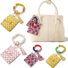 Silicone Bead Bracelet Keychain PU Leather Card Bag Women's Wallet Fashion Gift Zero Wallet
