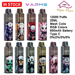 오리지널 퍼프 vapme king pro 12000 퍼프 퍼프 일회용 vape 펜 메쉬 코일 20ml 850mAh type-c 충전식 배터리 일회용 담배 중국