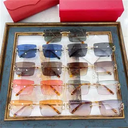 Occhiali da sole Nuovi occhiali da sole di alta qualità Kajia personalizzati senza montatura sfumati di marea con occhiali da sole rossi netti femminili ct0092
