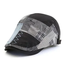 Berets Designer Baskenmütze Hut Männer Retro Sboy Cap Patchwork Plaid Herringbone Flache Kappe Frauen Fahren Cabbie Gatsby Hut Casquette 231204