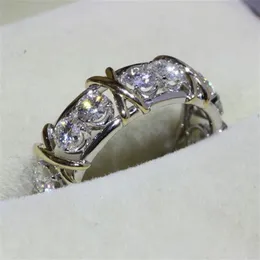 Victoria Wieck Brand Jewelry 10kt 화이트 골드 가득한 토파즈 시뮬레이션 다이아몬드 웨딩 공주 밴드 실버 반지를위한 크기 5 6169t