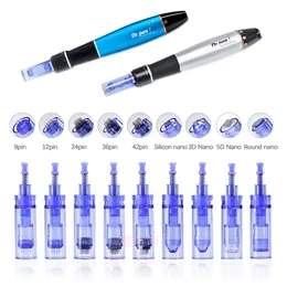 50 pz Originale A1 Dr Pen Cartuccia Ago per N2/M7/M5/E30/A6/A10 Dr Pen Microneedle Microneedling per 1/3/5/7/9/12/24/36/42/Rotondo Nano 3D 5D Punte