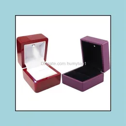 Packaging Jewelry2Pcs Ring Box 1Pcs Led Lighted Gift Wedding Engagement Purple & Rings Display Storage Soft Veet Tray Case Jewelry313e