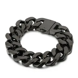 Rostfritt stål armband smycken svart stor kubansk trottoarklänk chian armband mode trendig 20mm 8 66 tum 146 g vikt europeisk och a355e