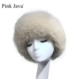 Повязки на голову розового цвета Java QC20019, повязка на голову из натурального лисьего меха, женские зимние модные головные уборы 231204