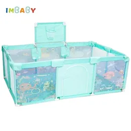 Baby Rail Cartoon Wzór Playpen for Children Bezpieczeństwo Bezpieczeństwo ogrodzenie z zabawkową ramą w kółko przeciw kolizyjnym placu zabaw dla dzieci 231204