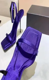 2021 super selling women039s square head high heel sandals 105cm designer sheepskin black red Purple Buckle size 351770496