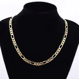 Mens 24k Real Yellow Solid Gold GF 8mm Italian Figaro Link Chain Necklace 24 Inches2651