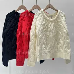 Jersey de diseñador para mujer, suéter de punto para mujer, jersey de manga larga con cuello redondo, Top suelto rojo, suéteres de punto cálidos para otoño, ropa para mujer