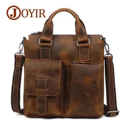 Briefcases Genuine Crazy Male Horse Leather Bag Men Briefcases Business Office 13''Laptop s Crossbody Mens Messenger 231204