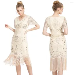 Sukienki swobodne klapa Charleston Dance Dress 1920s Great Gatsby Vintage Fringed Sequin Beaded Even Endhip