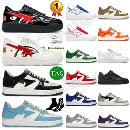 Låg toppdesigner Bapestar Patent Leather Platform Sneaker för män Kvinnor Luxury Skateboarding White Red Green Shark White A Bathing Ape Star SK8 Trainer Dhgate