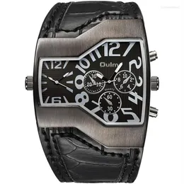 Relógios de pulso 5 cores super legal homens relógios de quartzo oulm 1220 duplo tempo mostrar cobra banda casual esportes masculino militar exército clock239y