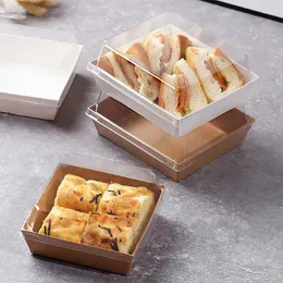 Gift Wrap 10pcs Cake Dessert Donut Box Kraft Paper Cookie Bakery Food Sandwich Packing For Slice Strawberries