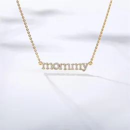 Neue personalisierte Mama Brief Zirkon Halskette Anhänger für Frauen Kristall Halsband Kette Schmuck Muttertag Geburtstag Gif340n