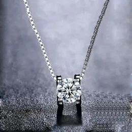 BOEYCJR Серебро 925 пробы 0 5ct 1ct 2ct F цвет Муассанит VVS Элегантное свадебное ожерелье с подвеской для помолвки для женщин Подарок на годовщину CX22213