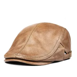 قبعات Berets الرجال الرجال شارع شارع تقطيع جلود حقيقية القبعات رقيقة رقيقة 55-61 سم قابلة للتعديل إلى الأمام غطاء الترفيه Duckbill Casquette 231204