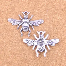 46pcs Antique Silver Plated Bronze Plated bee honey Charms Pendant DIY Necklace Bracelet Bangle Findings 32 24mm299z