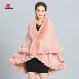 Lenços moda dupla camada artesanato faux rex coelho pele capa xale longo malha poncho casaco envolve pele pashmina manto mulheres inverno 231204