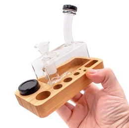 Hookahs Dual Use Dab Slab Mini Water Pipe Tray with Tooling Holders and Stash Jar from China Glass Bong Factory3312655