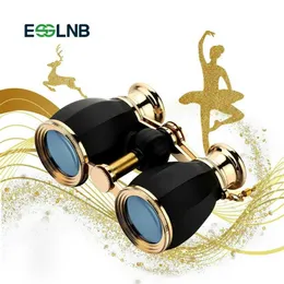 Telescope Binoculars 4x30 Opera Glasses Binoculars Black Gold Necklace Chain Crystal Clear Optic Women Gift YQ231204