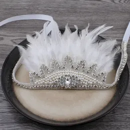 Fasce per capelli Moda Principessa Diademi di fiori Ornamenti per copricapo Increspa le tue piume Corona di strass Fascia per capelli per ragazze Accessori per capelli 231204