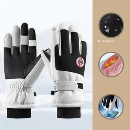 Guantes de esquí profesionales de moda, pantalla táctil impermeable, algodón grueso y afelpado, chapa cálida, ciclismo, montañismo, guantes cálidos y antideslizantes de invierno para hombres