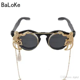 Brillenketten Mode Retro Runde Affe Metallketten Dekoration Barock Sonnenbrille Frauen Modedesigner Clamshell Coole Brillen Schmuck 231204