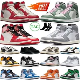 OG Jumpman 1 high 1s basketball shoes men UNC Toe Lucky Green Patent Black White Reverse Mocha Olive Lost And Found mens trainers outdoor sneakers