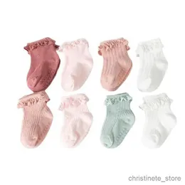 Skarpetki dla dzieci 4Pair/Lot New Baby Children's Assching Autumn Zima bawełniana bawełniana solidarne kolory Socki dla dzieci R231204