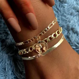 Ankletter flatfoosie 3st set boho guld silver färg ankel för kvinnor mode armband sommar strand fot smycken254f