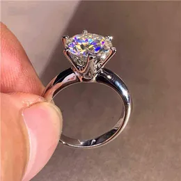 Anillo de compromiso de moissanita de 5 0 quilates para mujer Anillo de diamante de laboratorio chapado en oro blanco de 14 quilates Anillos de boda de plata esterlina Caja de joyería incluye X2264T