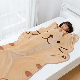 Blankets Swaddling Cute Cat Flannel Blanket Plush Animals Shape Summer Air Conditioner Sleep Blankets Cartoon Cats Office Nap Throw for Kids Baby 231204