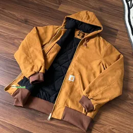 Carharttlys Designer Coat Top Quality J140 Classic American Hooded Work Jacket med varm och vindtät bomullsjacka Damp Hat Carhart Jacket 654