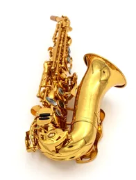 Östlig musik tysk stil guldlack böjd sopransaxofon med gravering